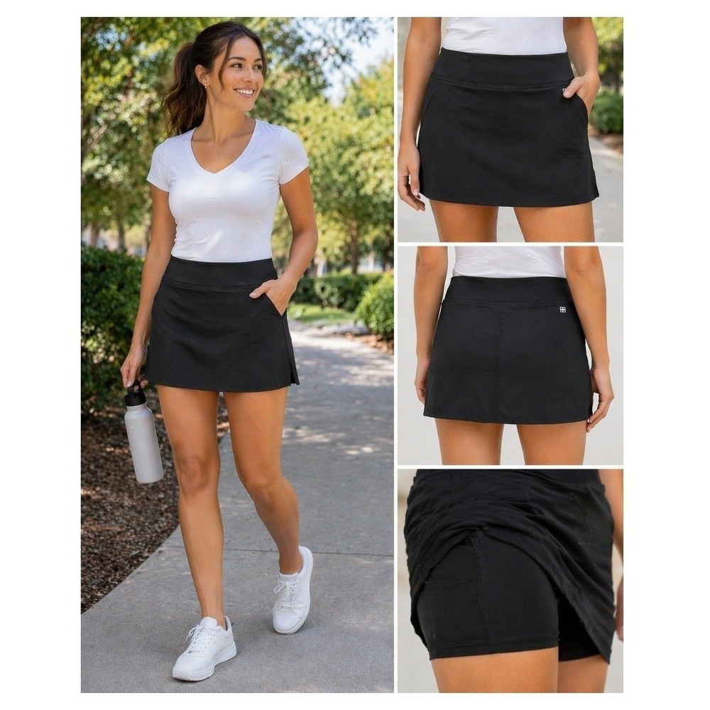 Swiss Alps Athletic Skort Womens M Black Tennis Golf Skirt Shorts Pockets